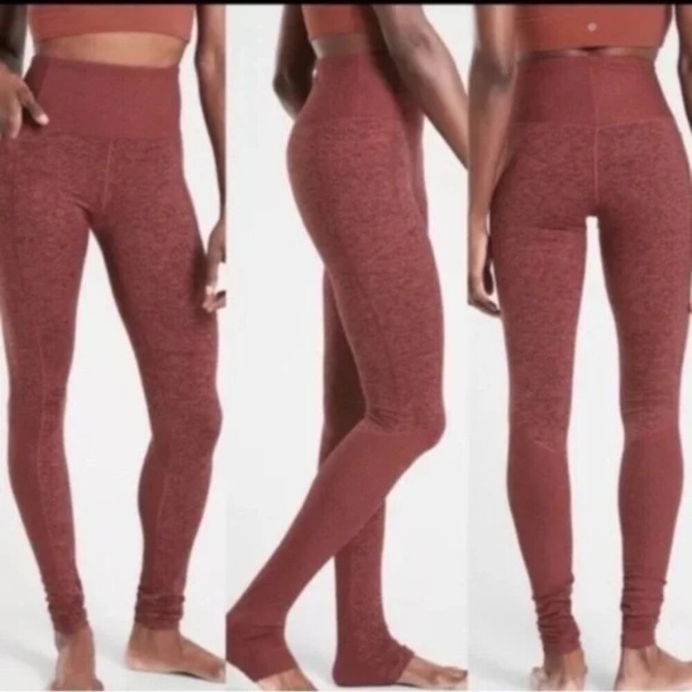 Athleta Dark Pink Space Dye High Rise Exhale Heel Leggings‎